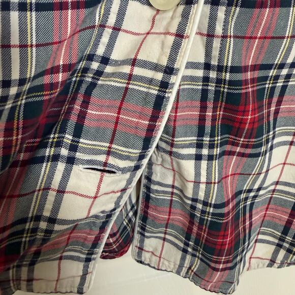 Lauren Ralph Lauren Plaid Pajama Top Long Sleeve Button Down Cotton Red Navy XL - Picture 5 of 6